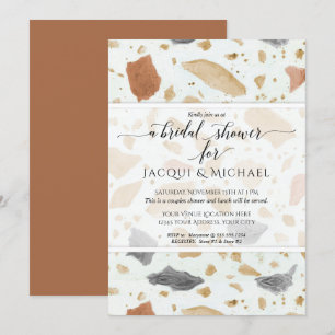 Invitation Douche Abstraite en couple Terrazzo en terre cuite
