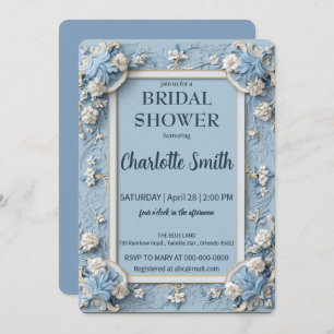 Invitation Douche antique de mariée bleu et blanc Chinoiserie