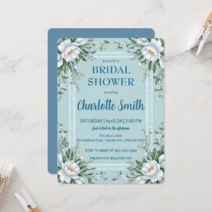 Invitation Douche antique de mariée bleu et blanc Chinoiserie