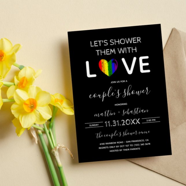 Invitation Douche avec amour RainbowHeart LGBT douche de coup (Créateur téléchargé)