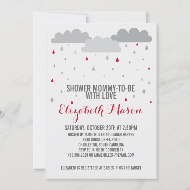 Invitation Douche avec Baby shower d'amour (Devant)