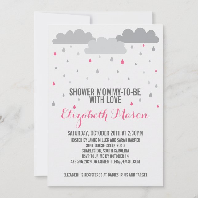 Invitation Douche avec le baby shower d'amour (Devant)