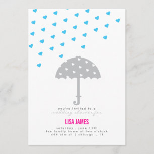 Invitation Douche avec Parapluie et Cœurs
