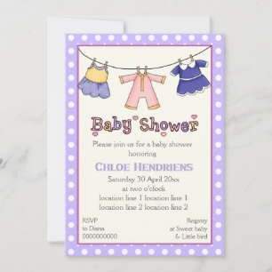 Invitation Douche bébé de ligne de vêtements personnalisée