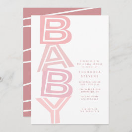 Invitation Douche bébé moderne et rose vif