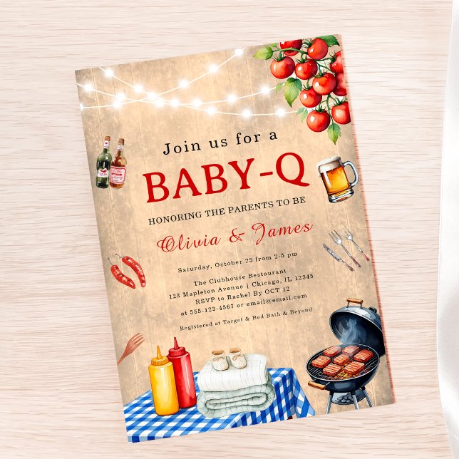 Invitation Douche bébé-Q - Jardin Baby shower pour couples ba (Baby-Q Shower Invitation BBQ Baby Shower Invite Couples Baby Shower Invite Backyard Baby Shower )