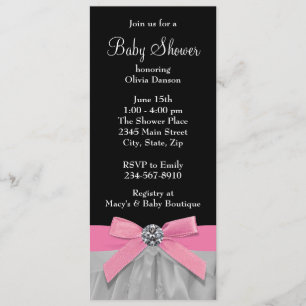 Invitation Douche bébé rose et noir