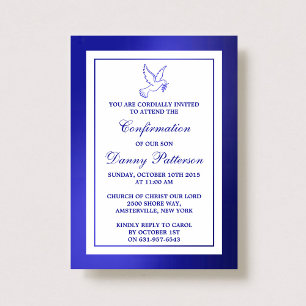 Invitation Douche Bleue Métallique Sainte Communion Ou Confir