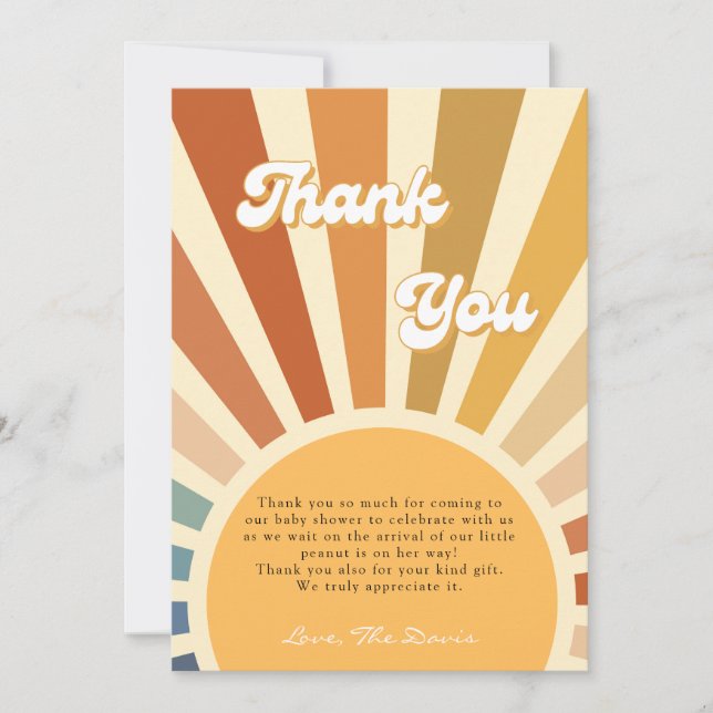 Invitation Douche Boho les années 70 Baby shower, soleil bohè (Devant)