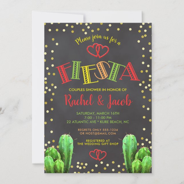 Invitation Douche Brights de couples de fiesta de cactus sur (Devant)