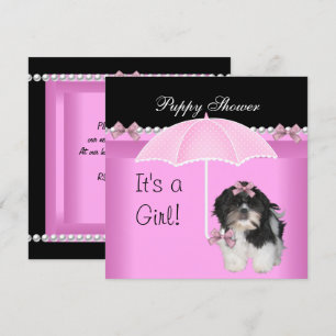 Invitation Douche Chien rose mignon