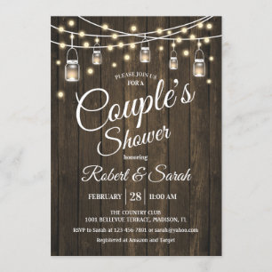 Invitation Douche Couple - Bois rustique
