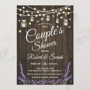 Invitation Douche Couple - Lavande Bois rustique