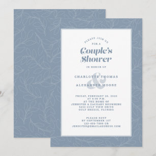 Invitation Douche Couple Mariage Dusty Blue moderne Décontrac