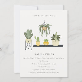 Invitation Douche Couple Plante Succulent à feuillage mignon