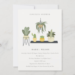Invitation Douche Couple Plante Succulent à feuillage mignon