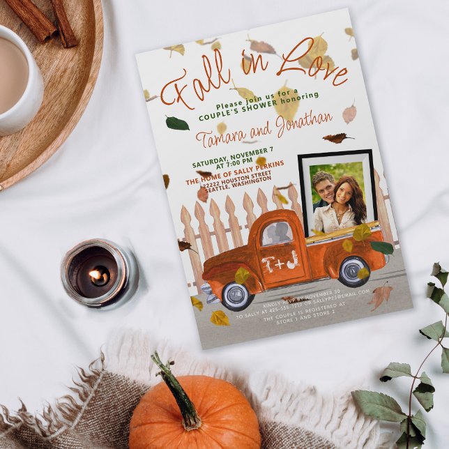 Invitation Douche Couple's Chute en amour Photo QR Mariage (Créateur téléchargé)