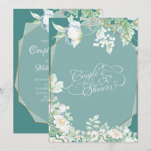 Invitation Douche Couples   Fleurs sauvages et baies géométri