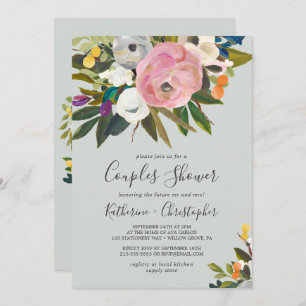Invitation Douche Couples Floral Peint