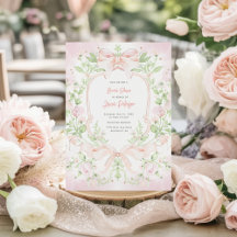 Douche Crête avec rubans rose tendre pour la fête 
