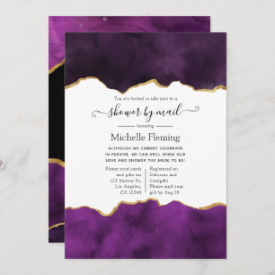 Invitation Douche d'agate violet et or par courrier
