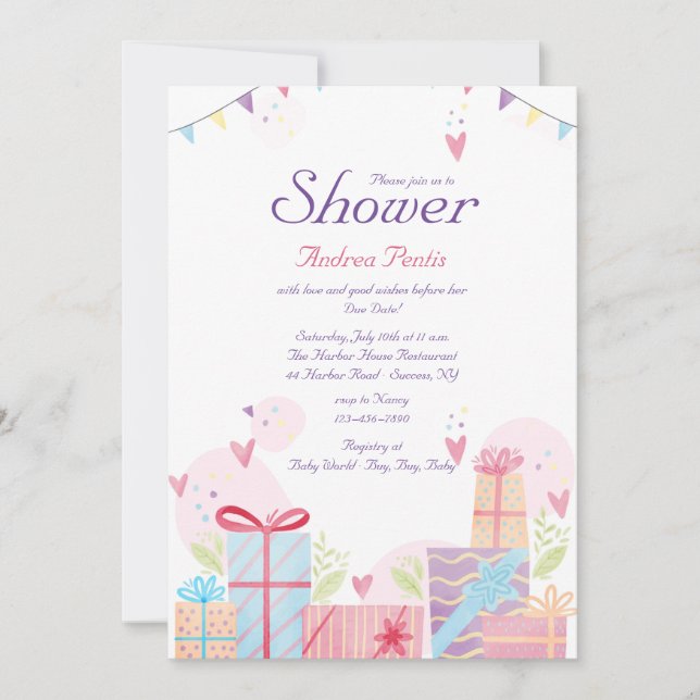 Invitation Douche d'amour Baby shower (Devant)