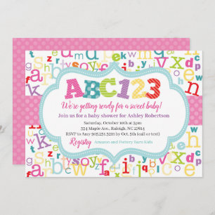 Invitation Douche de bébé d'alphabet
