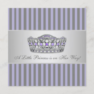 Invitation Douche de bébé de princesse Tiara Purple Gray