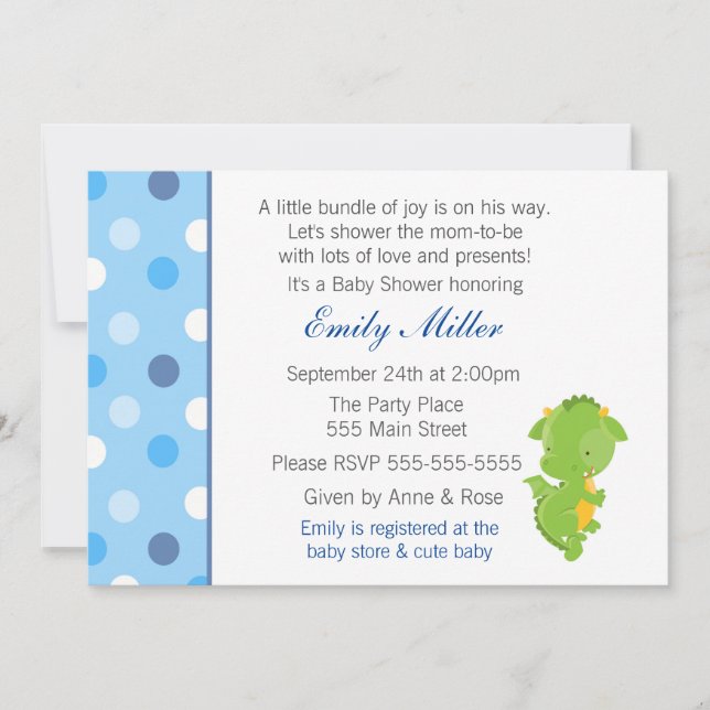 Invitation Douche de bébé d'invitation de dragon (Devant)