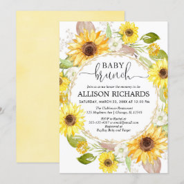 Invitation Douche de brunch de bébé de tournesols, neutre de