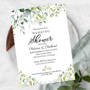 Invitation Douche de couple à la verdure d'eucalyptus aquarel