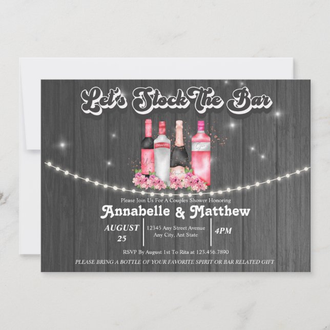 Invitation Douche de Couple | Approvisionner le Bar  (Devant)