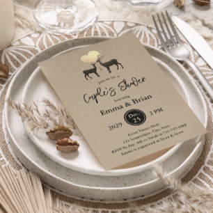 Invitation Douche de couple de la forêt rustique de cerfs aut