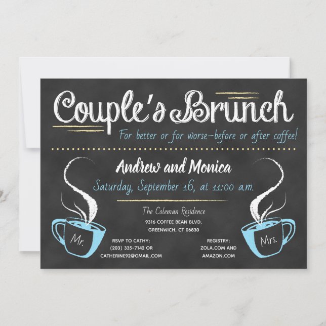 Invitation Douche de Couple en plateau de café amusant (Devant)