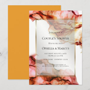 Invitation DOUCHE DE COUPLE   Encre Abstraite Couleurs d'auto