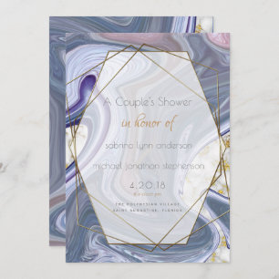 Invitation Douche de couple Marbleisé violet Rose Agate