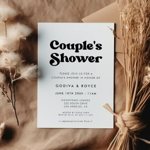 Invitation Douche de couple rétro élégant noir et blanc