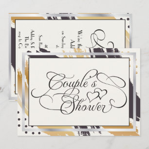 Invitation Douche de couple   Typographie moderne de la peint