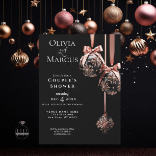 Invitation Douche DE COUPLE   Winter Pink et Onyx Baubles