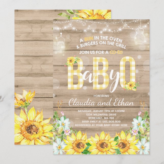 Invitation Douche de couples du bébé Q d'invitation de baby (Devant / Derrière)