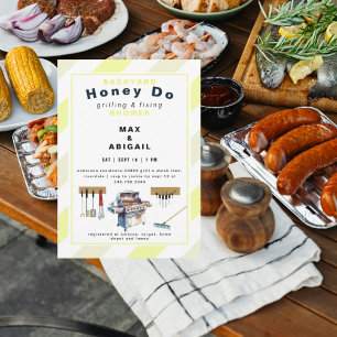 Invitation Douche de couples jaunes pour Griller & Réparer