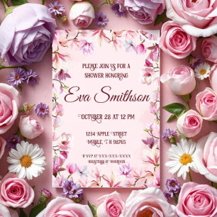 Invitation Douche de Fleurs de Cerisier Roses