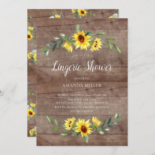 Invitation Douche de la nuptiale du tournesol jaune rustique