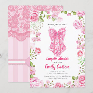 Invitation Douche de lingerie de rose de rose. Partie