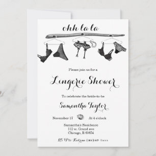 Invitation Douche de lingerie noir et blanc