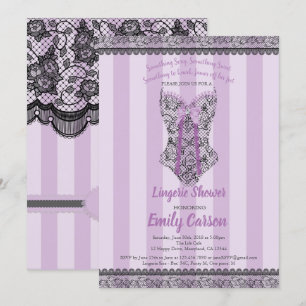 Invitation Douche de lingerie. Soirée mariée violette et élég