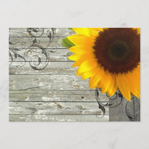 Invitation douche de mariage à la naine de tournesol de bois 