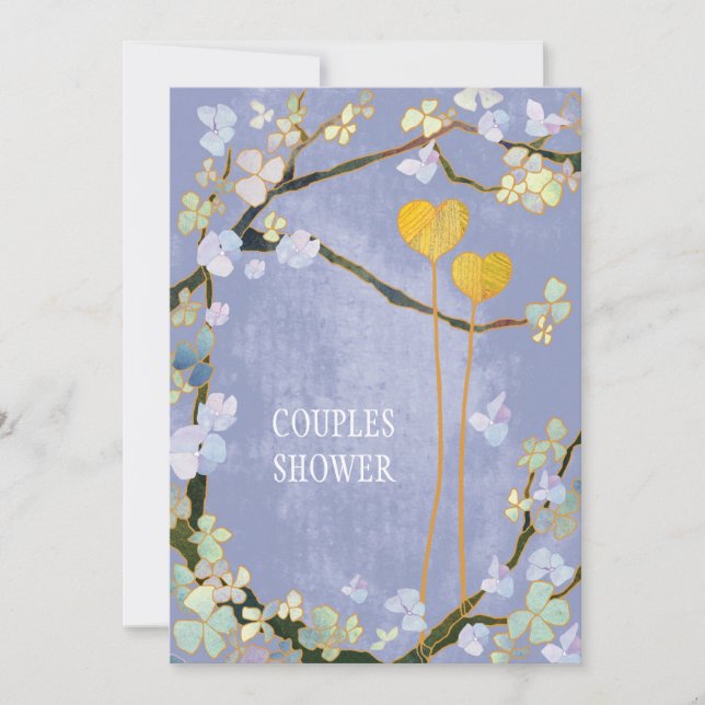 Invitation Douche de mariage bleu printemps doux Couples (Devant)
