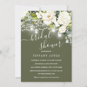 Invitation Douche de Mariage Florale Champagne Sage Rustique