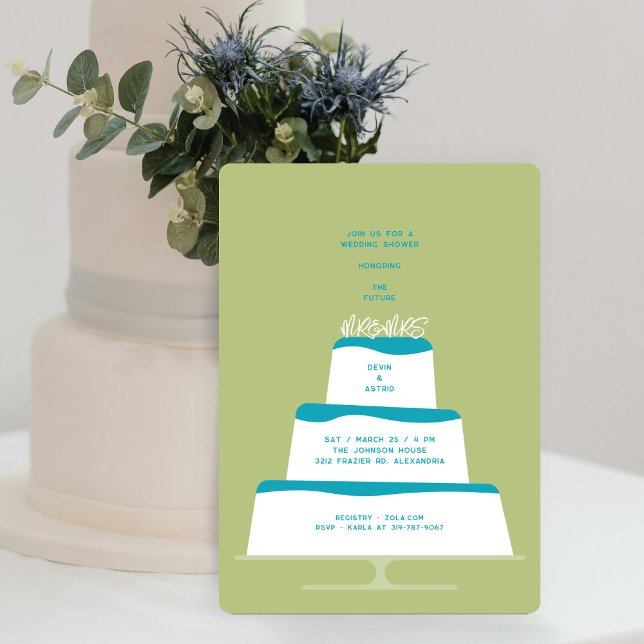 Invitation Douche de Mariage Turquoise glacé mood Couple (Créateur téléchargé)